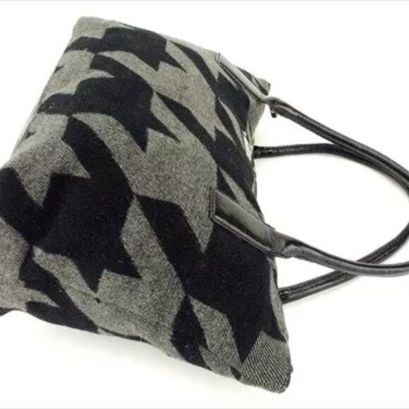 Kate Spade Tote bag Black Grey Enamel leather felt unisex Authentic - Picture 6 of 8